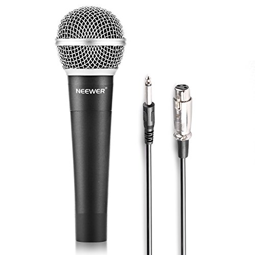 Neewer® Micrófono dinámico para karaoke, escenario, estudio de grabación en casa, con conector de 1/4" a cable hembra XLR, aleación de cinc, profesional, condensador duradero, color negro