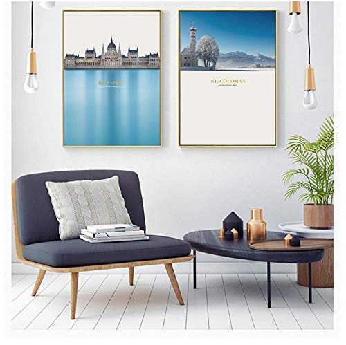 Nordic Poster Landscape Bavarian Alps Germany ST Coloman Budapest Canvas Art Print Wall Pictures For Living Home 30x40cmx4pcs Sin Marco