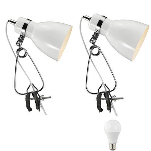 Nordlux Cyclone - Juego de 2 lámparas con pinza, estilo retro, color blanco y negro, incluye foco LED de 4 W, estilo vintage retro industrial, color blanco