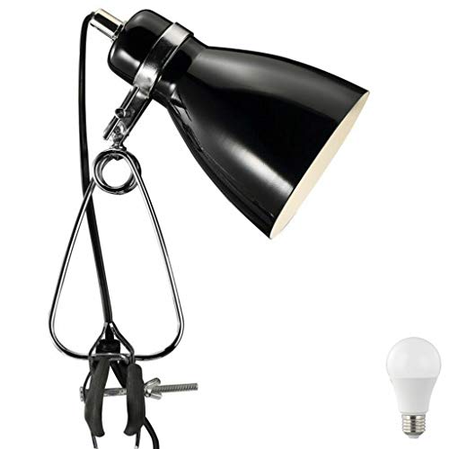 Nordlux Lámpara con pinza, estilo retro, color blanco y negro, incluye foco LED de 4 W, estilo vintage retro industrial, metal (negro)