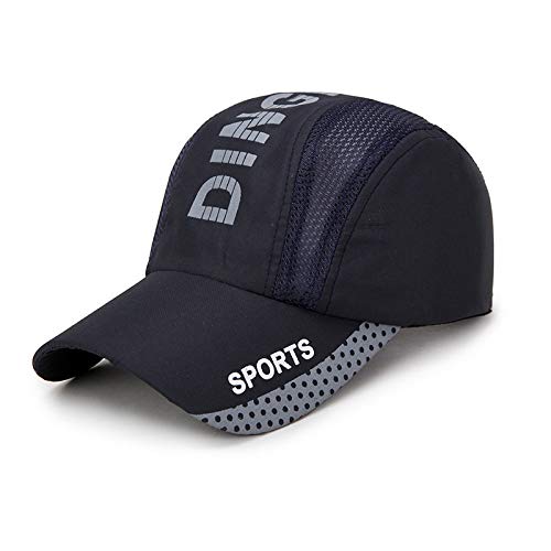 Nueva Tendencia de Moda: Gorras de béisbol de Tela Transpirable y de Secado rápido para Hombres y Mujeres. Sombrero para el Sol de Sombra cómodo Azul Marino (56-60cm)