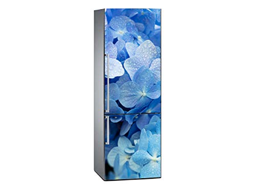Oedim Vinilo para Frigorífico Flores Azules con el Rocío 185x60cm | Adhesivo Resistente y Económico | Pegatina Adhesiva Decorativa de Diseño Elegante
