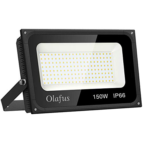 Olafus 150W Focos LED Exterior, IP66 Impermeable 15000LM 5000K Blanco Frío Floodlight LED, Equivalente a 850W Halógeno, Foco para Iluminación de Seguridad, Almacén, Garaje, Patio, Fábrica