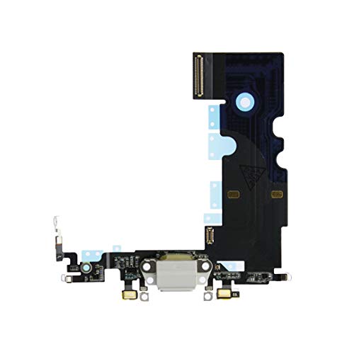 OnlyTech - Conector de Carga de Repuesto Compatible con iPhone 8 - Dock de Repuesto con Cable Flex, Micrófono y Antena. Color Blanco