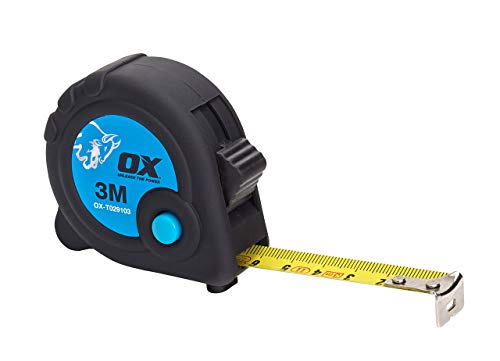 OX Tools OX-T029103 OX Cinta Comercial 3 m-Métrico, Negro/Azul, 5 m