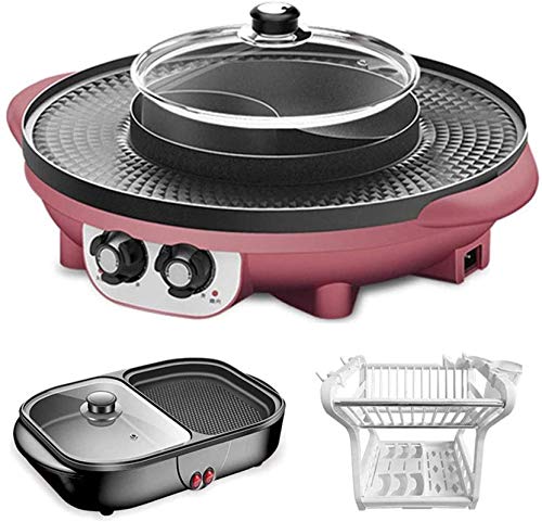 Parrilla eléctrica portátil, Pan horneado eléctrico SHABU ShABU Hot Pot Electric, 52 cm Mandarina extra grande Pote de pato, Potador de estudiantes, Paquete de regalo de 20 piezas, Paquete de gabinete