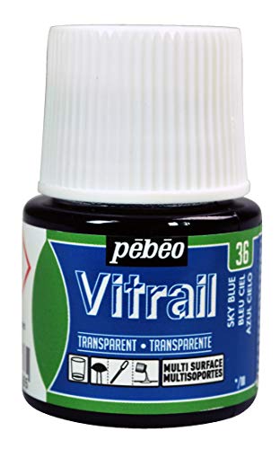 PEBEO Vitrail Vidriera (Cristal, Efecto Pintura para Telas claras (45 ml), Color Azul Cielo, Color Azul Cielo