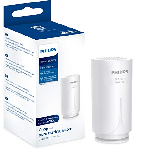 Phillips - AWP305 - Cartucho Filtrante de Agua para Grifo X-Guard On Tap, Filtro de agua con Tecnología Microfiltración de 3 etapas, Duración 1.000 Litros / 5 meses Phillips - AWP305 - Cartucho Filtrante de Agua para Grifo X-Guard On Tap, Filtro de agua con Tecnología Microfiltración de 3 etapas, Duración 1.000 Litros / 5 meses