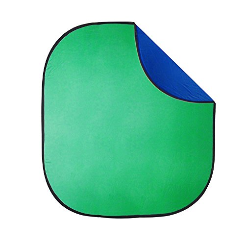 PIXAPRO Fondo plegable de 2 x 2,3 m, color azul y verde para estudio de fotografía, portátil, almacenamiento, duradero, plegable, marco de muselina de algodón, doble remachado (2 x 2,3 m, azul/verde)