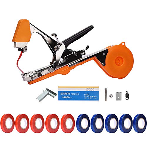 Planta Mano Atar La Máquina Jardín Tape Tool, Herramienta para Atar Ramas de Planta, Atadora Agricola Máquina para Atar Tomates Pepino UVA Flores con 10 Rollos Cinta +1 Paquete Grapas (Naranja) Planta Mano Atar La Máquina Jardín Tape Tool, Herramienta para Atar Ramas de Planta, Atadora Agricola Máquina para Atar Tomates Pepino UVA Flores con 10 Rollos Cinta +1 Paquete Grapas (Naranja)