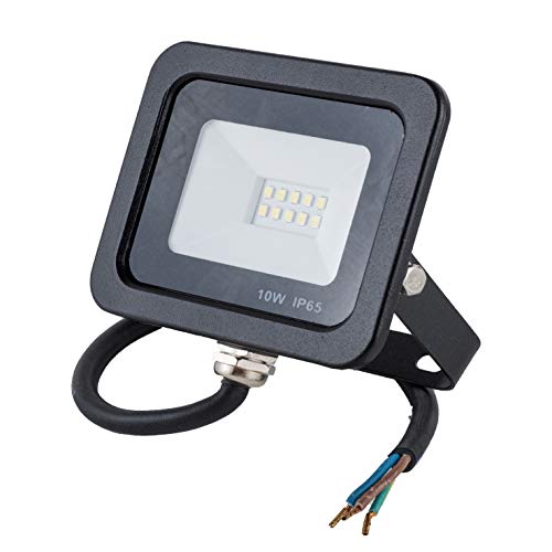 POPP® juegos de 5 y 10 Floodlight Led Foco Proyector Led 10w 20w 30w para Exterior Iluminación Decoración 6000k luz fria Impermeable IP65 Negro y Resistente al agua. (Focos 10 Watios, 1 unidad)