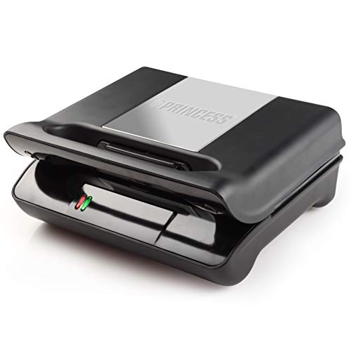 Princess 117002 Parrilla compacta 3 en 1, con placas intercambiables con gofrera y sandwichera, almacenamiento vertical, 700 W