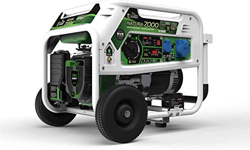 Pro Natura 7000 - Generador eléctrico de gas y gasolina (7000 W, 230 V, arranque eléctrico)