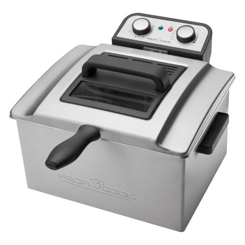 ProfiCook PC-FR 1038 Freidora de acero inoxidable, 3 cestas, desmontable, 3000 W, Gris