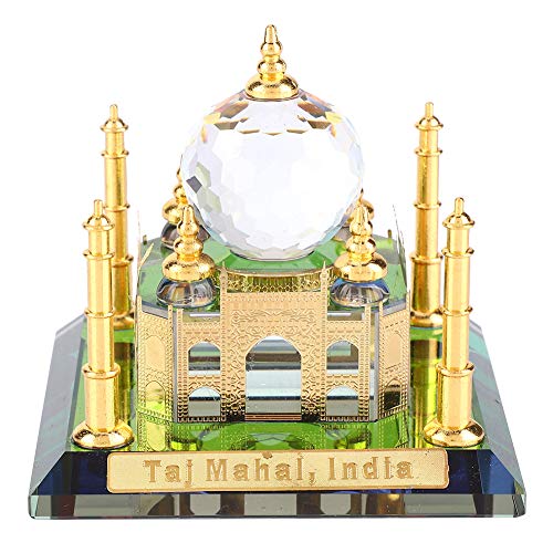 Pssopp Taj Mahal Modelo en Miniatura musulmán Cristal Dorado Replcia Mezquita Modelo de construcción India para Regalo decoración de Escritorio 8 × 8 × 7 cm