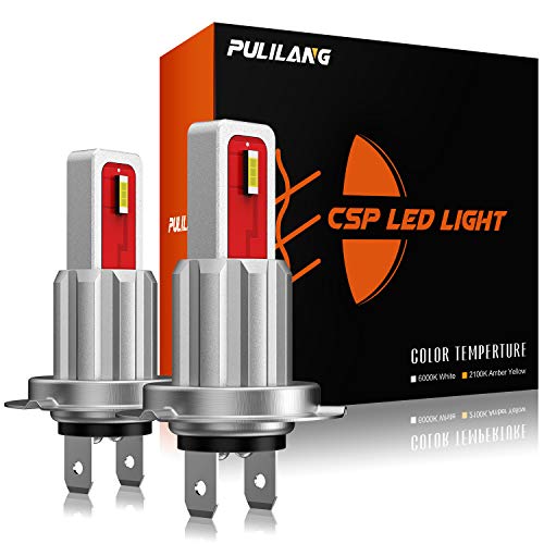 Pulilang Bombillas LED Antiniebla H7 CSP 6000K Xenón Blanco LED de Conducción Diurna Lámparas Antiniebla DRL Para Reemplazo Halógeno, 12-24V Sin Polaridad 40W 5000LM, 2 Lámparas
