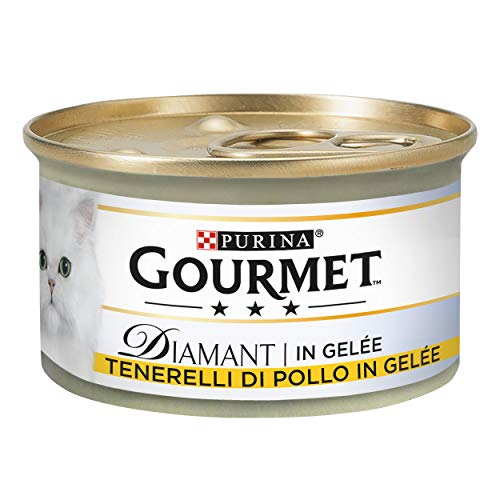 PURINA Gourmet Diamant Húmedo Gato tierelli de Pollo en gelée, 24 latas de 85 g Cada Paquete de 24 x 85 g PURINA Gourmet Diamant Húmedo Gato tierelli de Pollo en gelée, 24 latas de 85 g Cada Paquete de 24 x 85 g