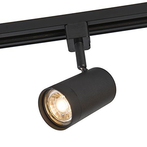 QAZQA Moderno Foco de carril monofásico negro - JEANA Acero Redonda Adecuado para LED Max. 1 x 50 Watt