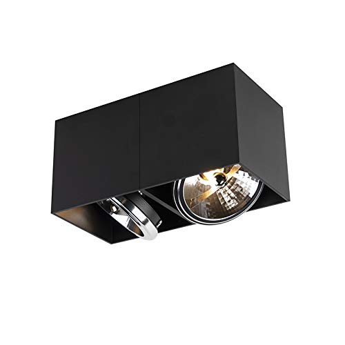 QAZQA Moderno Foco diseño rectangular 2 luces negro 2xG9 - BOX Aluminio Rectangular Adecuado para LED Max. 2 x 3 Watt