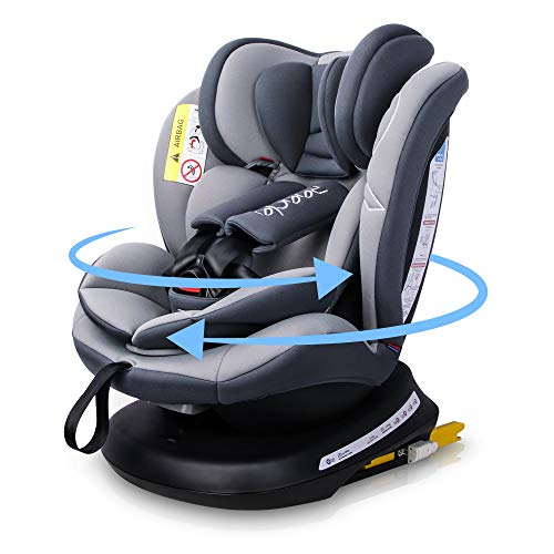 Reecle Silla de Coche Giratoria 360º con ISOFIX, Grupo 0+/1/2/3 (0~36kg), Aprox. 0-12 años (Gris) Reecle Silla de Coche Giratoria 360º con ISOFIX, Grupo 0+/1/2/3 (0~36kg), Aprox. 0-12 años (Gris)