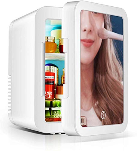 Refrigerador De Belleza De 10 Litros, Refrigerador De Maquillaje Con Espejo Pequeño, Productos Para El Cuidado De La Piel, Diseño De Espejo Y LED