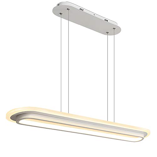 Regulable Colgante Blanca LED Luz Colgante Comedor Altura Ajustable 120CM Metal Iluminación de Interior Moderna Diseño, para Restaurante Sala de Estar 52W Blanco Cálido Lámpara L78 * W15 CM