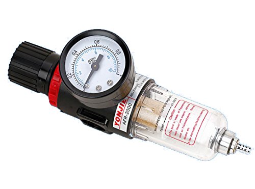Regulador de presión neumático del aire, separador de agua, reductor de presión para compresor, de 6,35 mm, procesador de gas Regulador de presión neumático del aire, separador de agua, reductor de presión para compresor, de 6,35 mm, procesador de gas