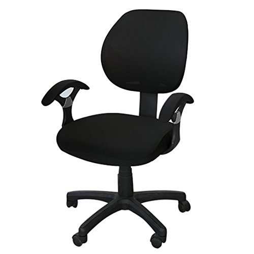 RenHe - Funda de silla de oficina, funda de silla extraíble universal moderna, funda de silla para silla de oficina giratoria con funda de reposabrazos 1 par, color negro