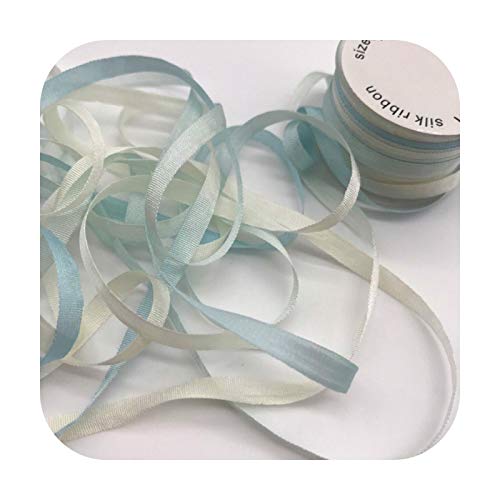 Ribbon de 4 mm de Silk Ribbon Variegated Color, Pure Silk Thin Taffeta Soft Silk Ribbon para broidery-V417-50 Mts