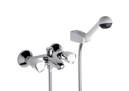 Roca Brava 08 - grifo bimando exterior para baño y ducha con inversor automático, ducha de mano natura, flexibl . Griferías hidrosanitarias convencionales. Ref.A5A0130C00 Roca Brava 08 - grifo bimando exterior para baño y ducha con inversor automático, ducha de mano natura, flexibl . Griferías hidrosanitarias convencionales. Ref.A5A0130C00