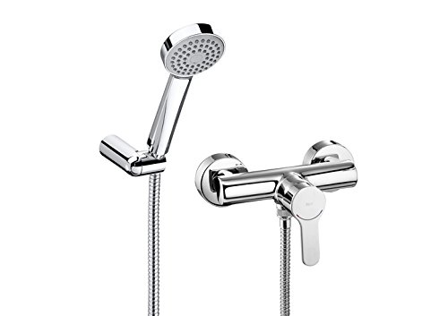 Roca L20 - Monomando exterior para ducha con ducha de mano, flexible de 1,50 m. y soporte de ducha articulad . Griferías hidrosanitarias Monomando. Ref A5A2009C02 Roca L20 - Monomando exterior para ducha con ducha de mano, flexible de 1,50 m. y soporte de ducha articulad . Griferías hidrosanitarias Monomando. Ref A5A2009C02