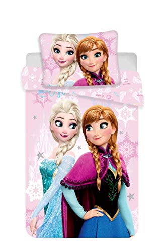 Ropa de cama infantil de Disney, a elegir: princesa o Frozen. Funda de almohada, 40 x 55 cm y funda nórdica, 90 x 140 cm, algodón. Bonito regalo para niña, algodón, Frozen 02., 90 x 140 cm