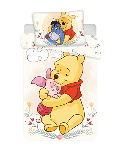 Ropa de cama para niños y bebés, diseño de Winnie The Pooh Deluxe, 2 fundas de almohada de 40 x 60 cm y funda nórdica: 100 x 135 cm, 100% algodón, con certificado Öko Tex Standard 100