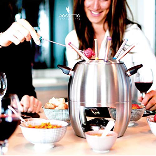 Rossetto - Set de fondue de acero inoxidable burguinna, china, brasana, chocolate y savoyarde para 6 personas