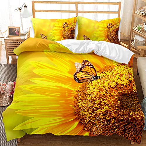 RTSE - Funda de edredón, funda de edredón y funda de almohada, diseño de mariposa, para cama individual, doble, king y doble (200 x 200 cm)