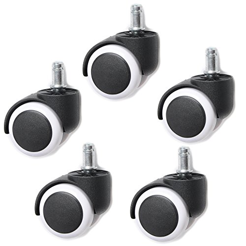 Ruedas de repuesto para silla de oficina giratoria, color negro y blanco, 5 unidades 2" Standard Stem Ruedas de repuesto para silla de oficina giratoria, color negro y blanco, 5 unidades 2" Standard Stem
