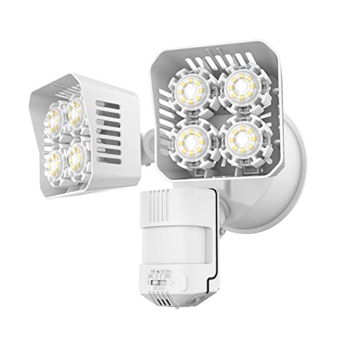 SANSI Foco LED Exterior con Sensor de Movimiento PIR, 36W (Equivalentes de 250w) 3600lm Super Brillo 5000K Blanco Frío Proyector LED, IP66 Impermeable Luces de Seguridad Focos LED Exterior, Blanco