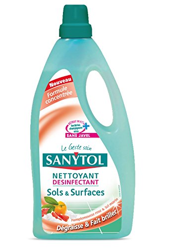 Sanytol detergente para pies los pisos y superficies, o Fruit y molinillo de sal marina, desinfectante, 1 L, 4 pcs