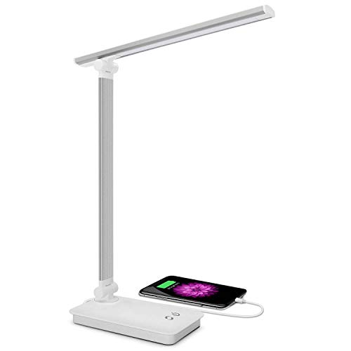 SaponinTree Lámpara Escritorio LED, Lámparas de Mesa USB Recargable con 5 Modos de Colores y 3 Niveles de Brillos, Plegable de Escritorio Control Táctil, Protege a Ojos, para Estudio, Oficina