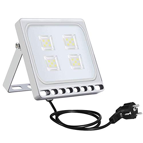 Sararoom 20W Foco Proyector LED Ultra Plano,IP65 Impermeable Floodlight,1600LM Bombillas Reflector LED con enchufe,blanco frío,6500K,para jardín,terraza,fábrica,estadio