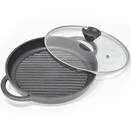 Sarten plancha induccion de aluminio fundido | Plancha para inducción antiadherente de 27 cm | Plancha induccion antiadherente grande negra con tapa Sarten plancha induccion de aluminio fundido | Plancha para inducción antiadherente de 27 cm | Plancha induccion antiadherente grande negra con tapa