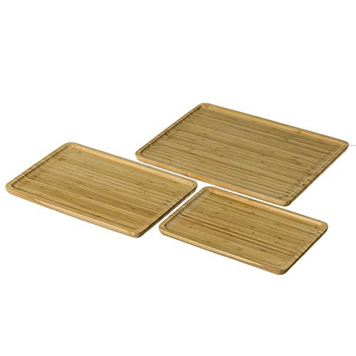 Set de 3 bandejas de cocina de bambú marrón nórdica - LOLAhome