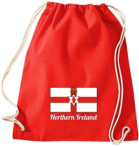 Shirtinstyle Gimnasio Saco Bolso para Deporte Ländersack Northern Irlanda Irlanda del Norte - Rojo, 46 cm x 36 cm