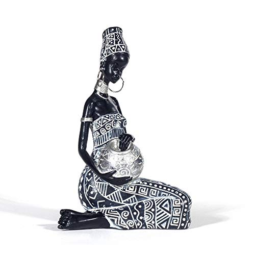 Signes Grimalt By Sigris - Figuras Decorativas | Figura en Resina de Africana en Color Plata - 20 x 10 x 17 cm