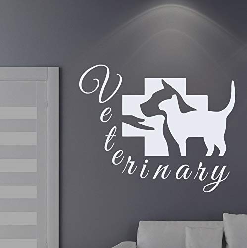 Signo de servicio veterinario para mascotas, pegatina de pared, salón de belleza, decoración de tienda de hospital, clínica veterinaria para mascotas, vinilo decorativo, calcomanía de pared A6 42x34cm