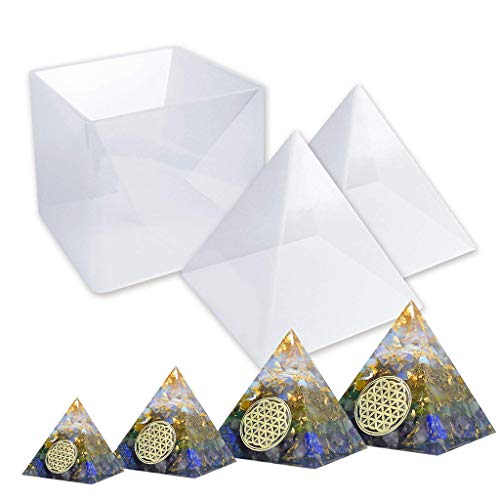 siwetg Moldes de resina con forma de pirámide de letras, moldes de resina para pirámides de orgonita, orgonita, joyas, ideal para pisapapeles, decoración del hogar