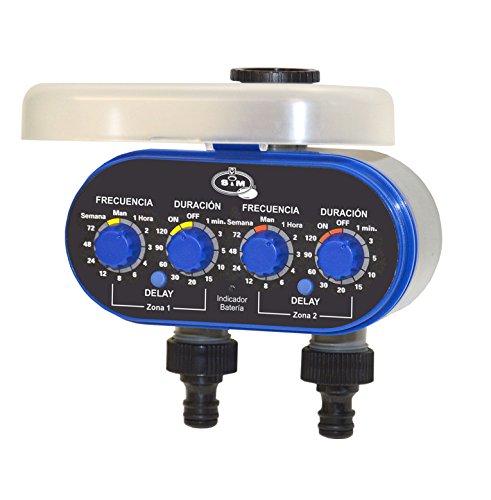 S&M 590016 Programador de grifo de 2 salidas para riego automático H-M 3/4", Negro Y Azul, 11.0x20.0x20.0 cm S&M 590016 Programador de grifo de 2 salidas para riego automático H-M 3/4", Negro Y Azul, 11.0x20.0x20.0 cm