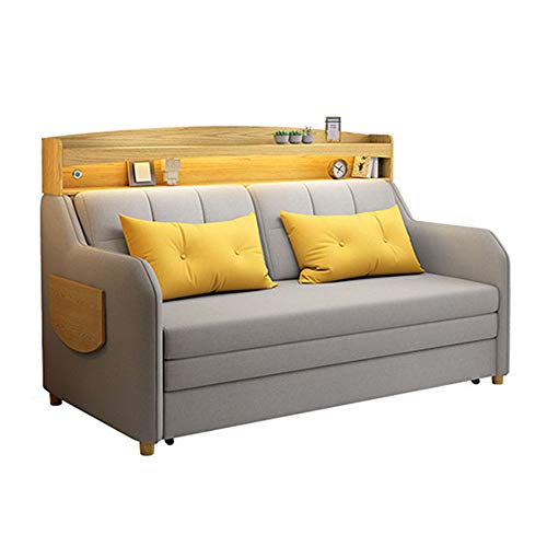 Sofá Cama De Actualización Nórdica con Lámpara Y Mesa De Café, Sofá Futón Plegable, Sofá Cama Convertible, Almacenamiento Multifuncional Loveseat, Sofá Extraíble para Muebles De Sala De Estar,1.2M