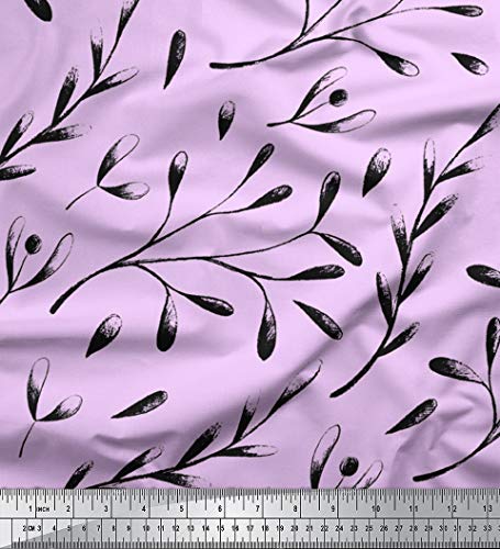 Soimoi Purpura viscosa Georgette Tela semillas fresno europeo hojas tela estampada impresa por metro 44 Pulgadas de ancho
