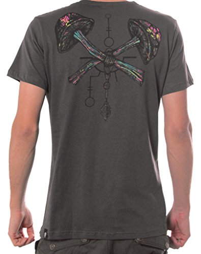 Street Habit Camiseta Gris Setas alucinógenas - Diseño psicodélico con Hongos mágicos algodón Hombre - Talla XL